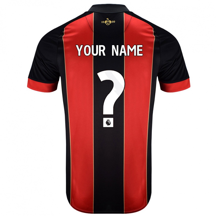 Enfant Football Maillot Votre Nom #0 Rouge Noir Tenues Domicile 2024/25