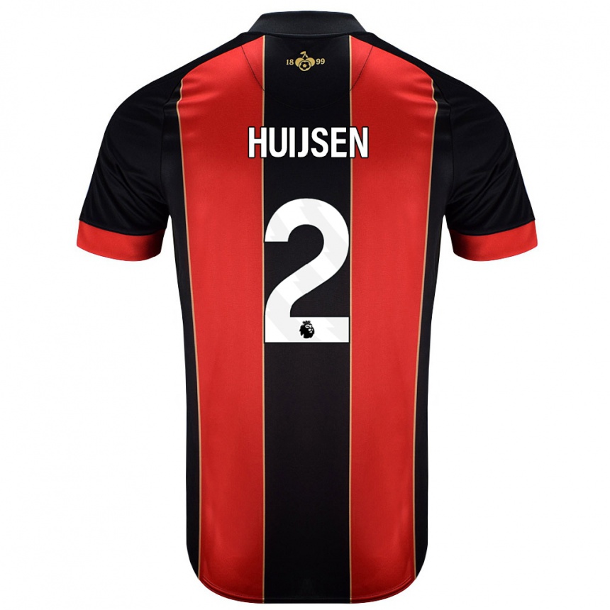 Enfant Football Maillot Dean Huijsen #2 Rouge Noir Tenues Domicile 2024/25