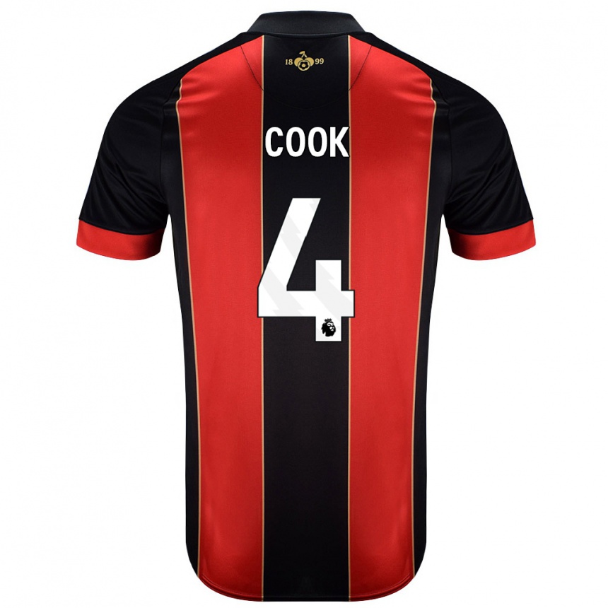 Enfant Football Maillot Lewis Cook #4 Rouge Noir Tenues Domicile 2024/25