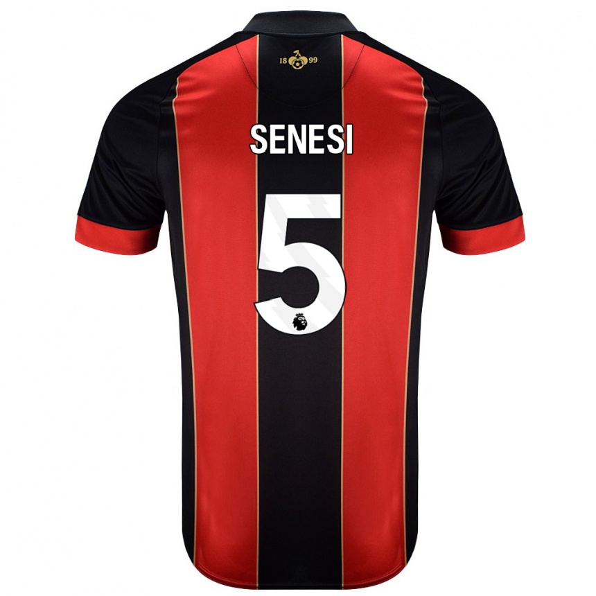 Enfant Football Maillot Marcos Senesi #5 Rouge Noir Tenues Domicile 2024/25