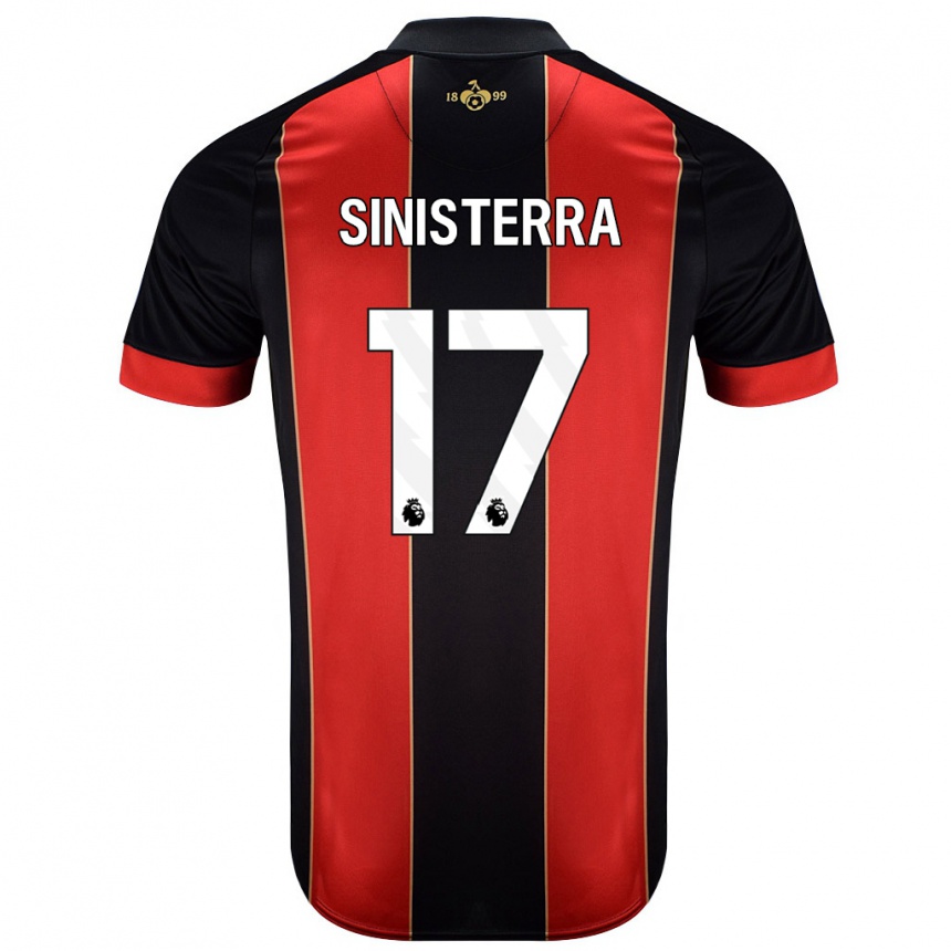 Enfant Football Maillot Luis Sinisterra #17 Rouge Noir Tenues Domicile 2024/25