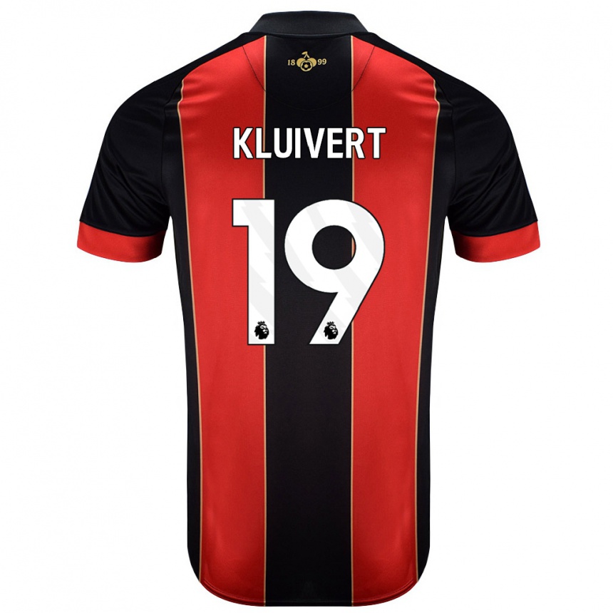 Enfant Football Maillot Justin Kluivert #19 Rouge Noir Tenues Domicile 2024/25