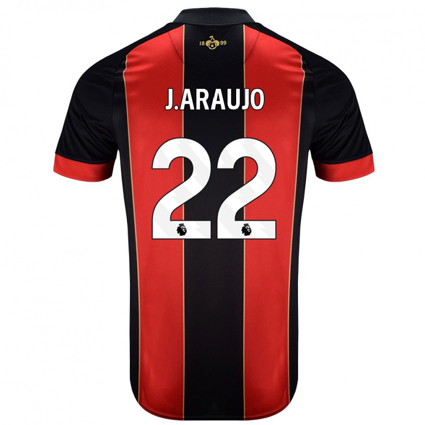 Enfant Football Maillot Julián Araujo #28 Rouge Noir Tenues Domicile 2024/25