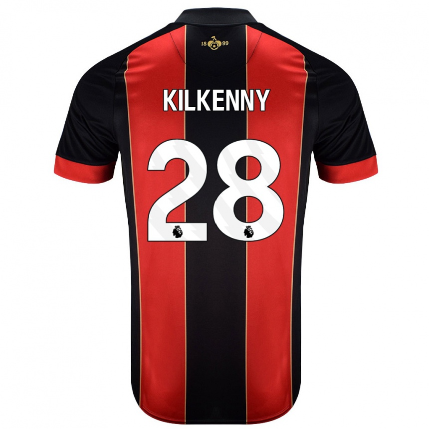 Enfant Football Maillot Gavin Kilkenny #28 Rouge Noir Tenues Domicile 2024/25