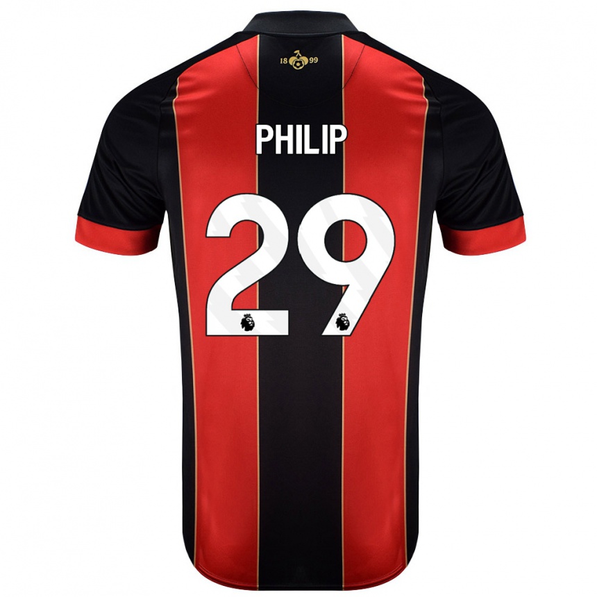 Enfant Football Maillot Philip Billing #29 Rouge Noir Tenues Domicile 2024/25