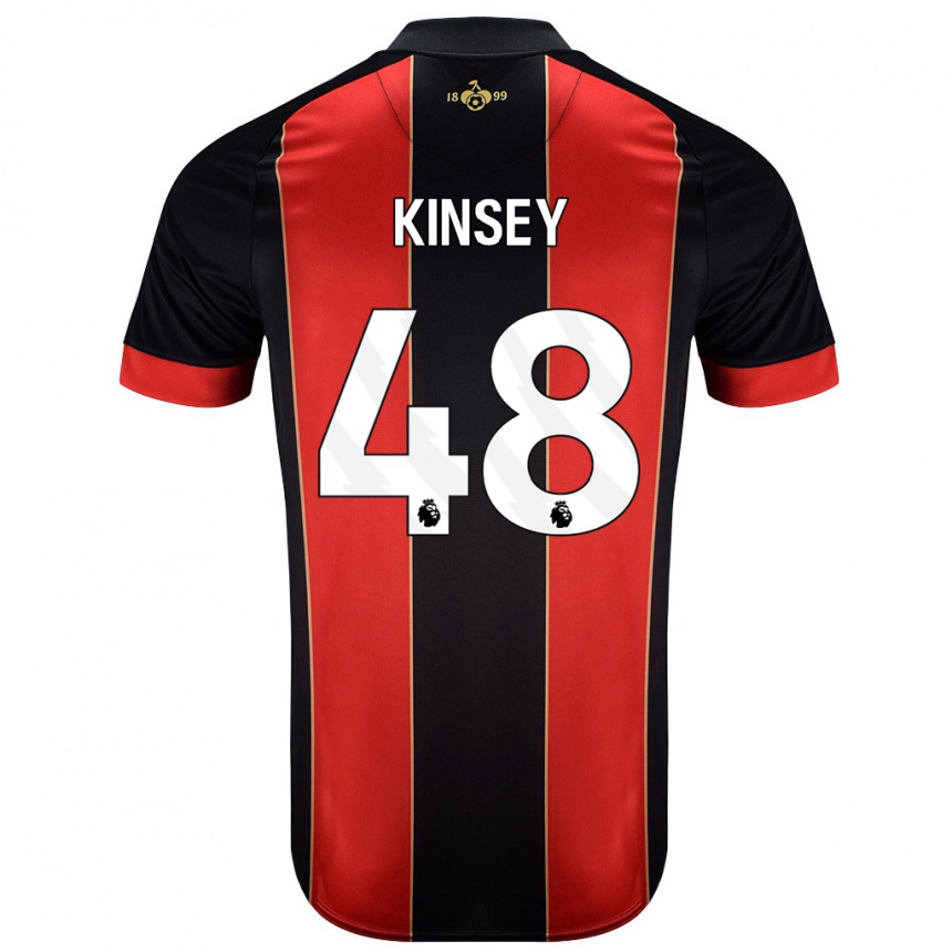 Enfant Football Maillot Max Kinsey #48 Rouge Noir Tenues Domicile 2024/25