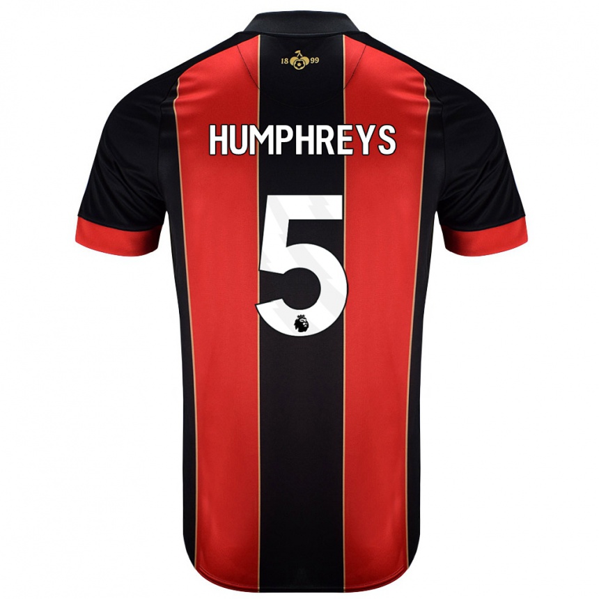 Enfant Football Maillot Holly Humphreys #5 Rouge Noir Tenues Domicile 2024/25