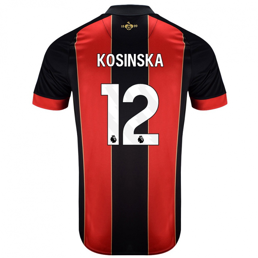 Enfant Football Maillot Daniela Kosinska #12 Rouge Noir Tenues Domicile 2024/25