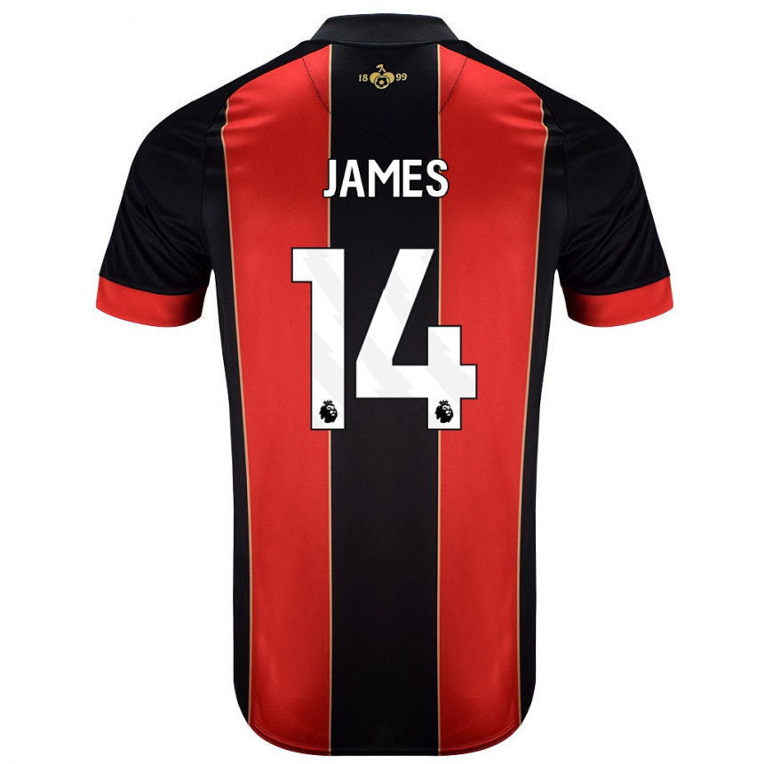 Enfant Football Maillot Katie James #14 Rouge Noir Tenues Domicile 2024/25