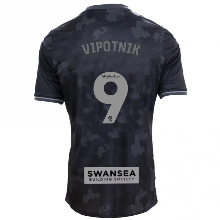 Enfant Football Maillot Zan Vipotnik #9 Noir Tenues Extérieur 2024/25