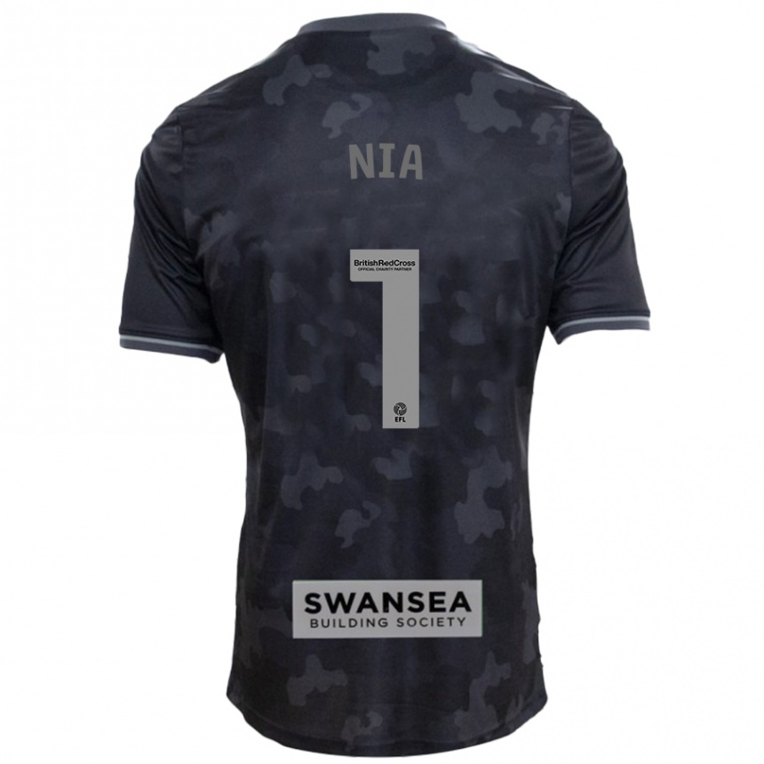 Enfant Football Maillot Ffion Rees Nia #1 Noir Tenues Extérieur 2024/25