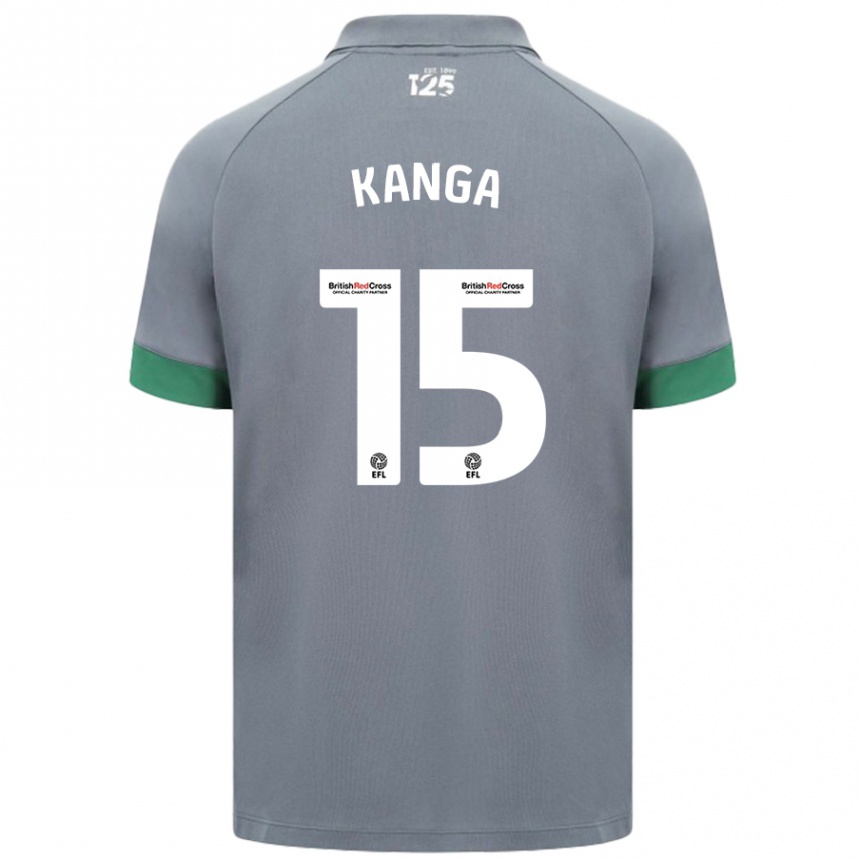 Enfant Football Maillot Wilfried Kanga #15 Gris Foncé Tenues Extérieur 2024/25