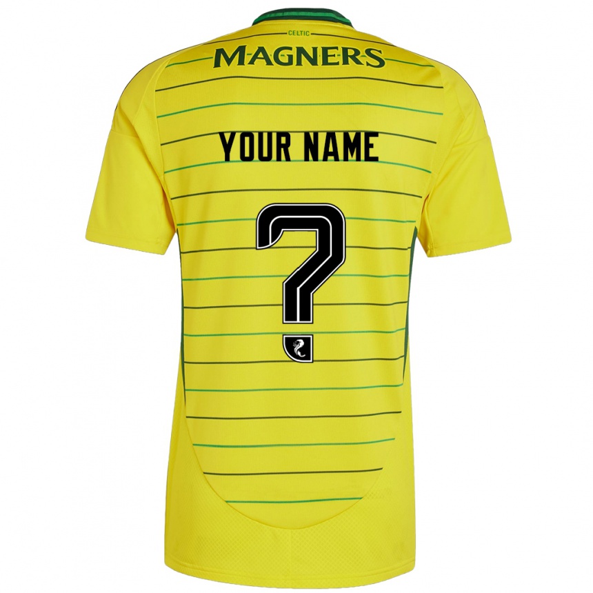 Enfant Football Maillot Votre Nom #0 Jaune Tenues Extérieur 2024/25