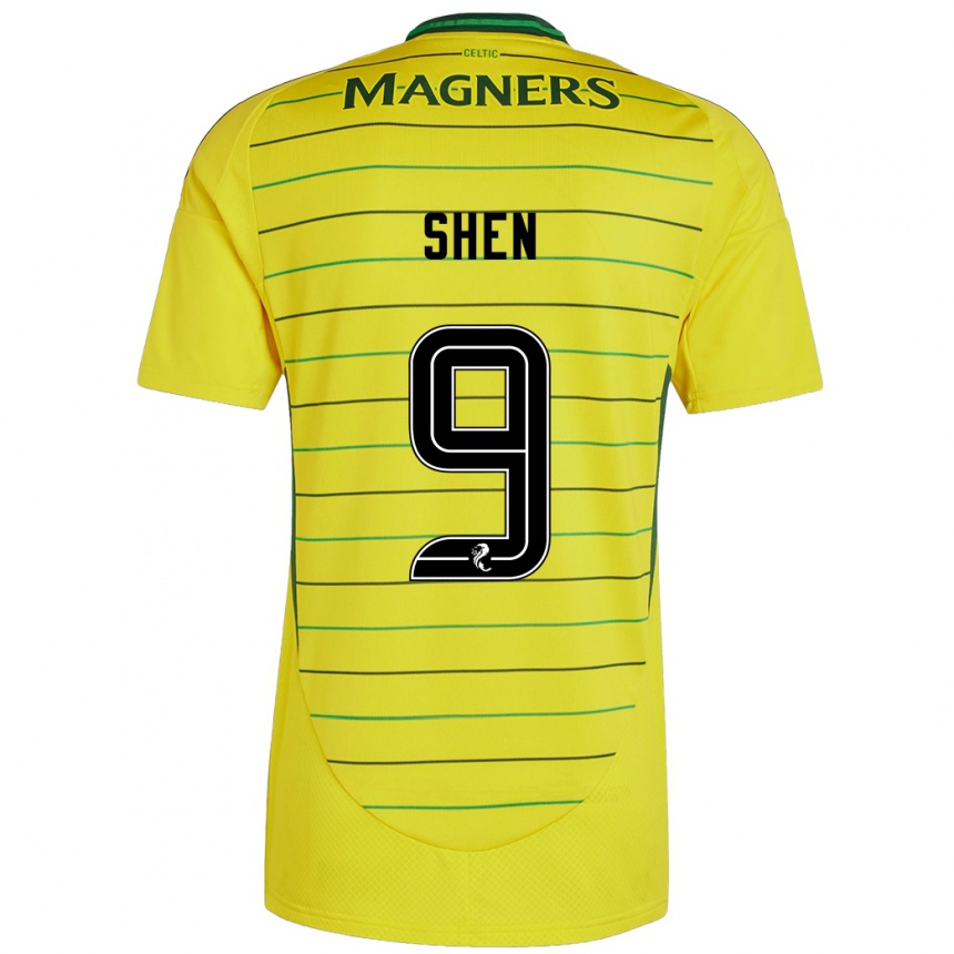 Enfant Football Maillot Shen Mengyu #9 Jaune Tenues Extérieur 2024/25