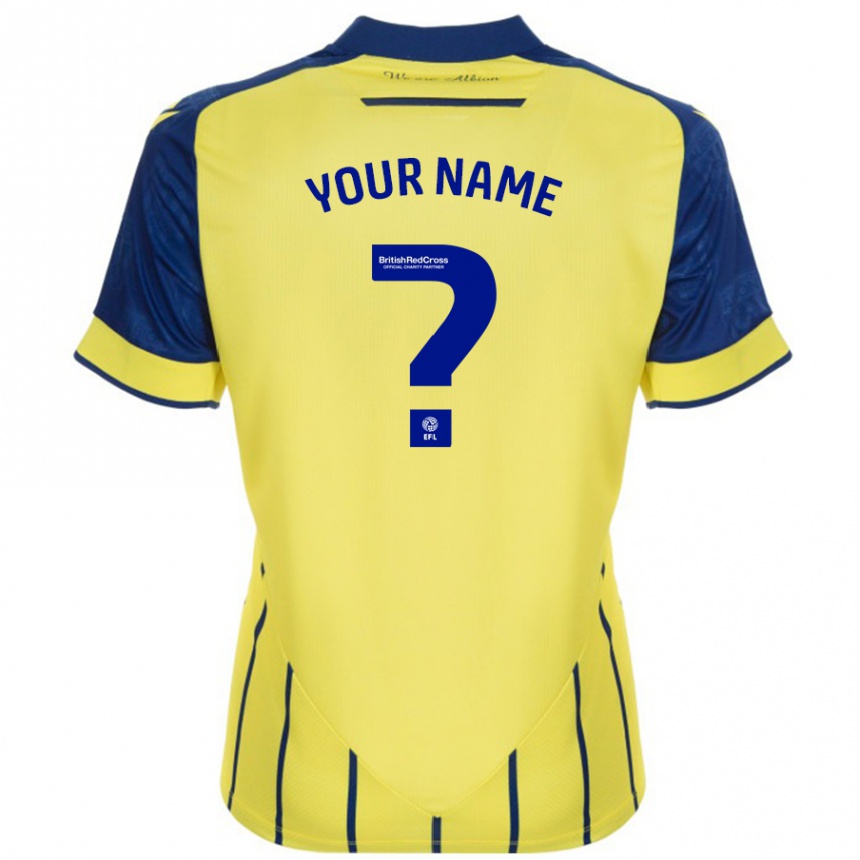 Enfant Football Maillot Votre Nom #0 Jaune Bleu Tenues Extérieur 2024/25