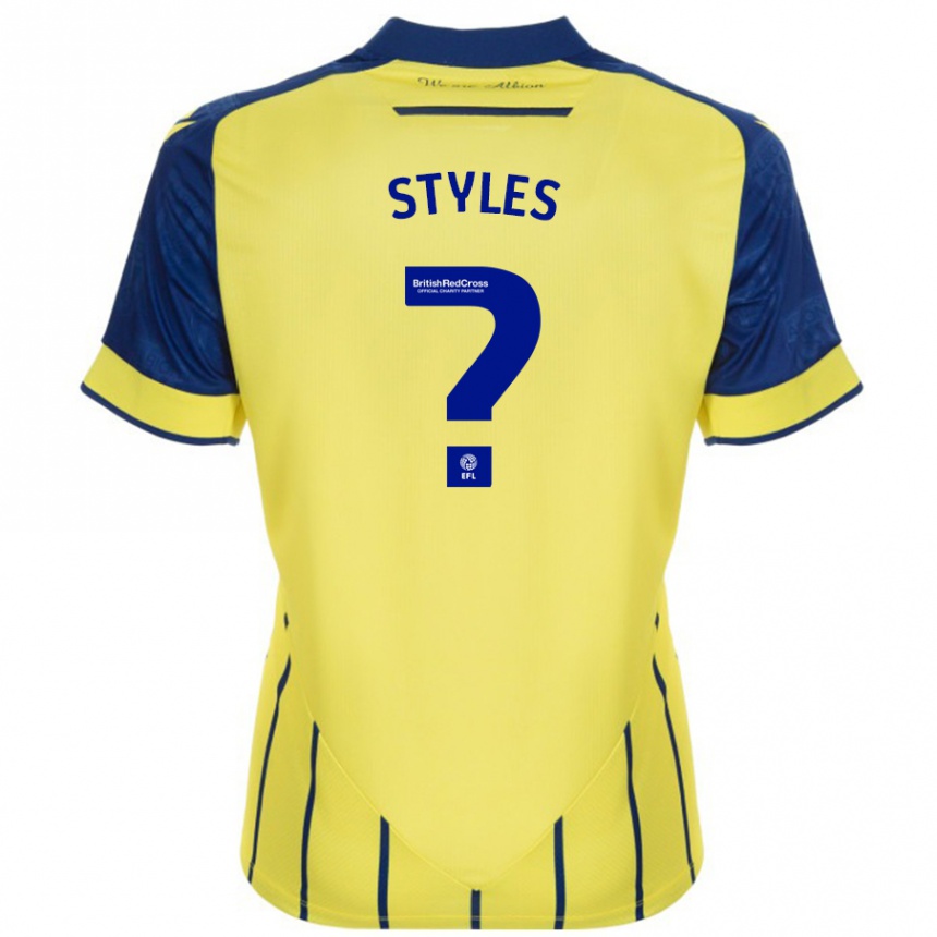 Enfant Football Maillot Callum Styles #0 Jaune Bleu Tenues Extérieur 2024/25