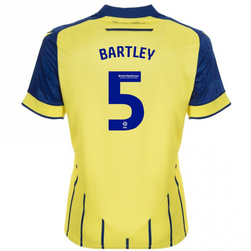 Enfant Football Maillot Kyle Bartley #5 Jaune Bleu Tenues Extérieur 2024/25