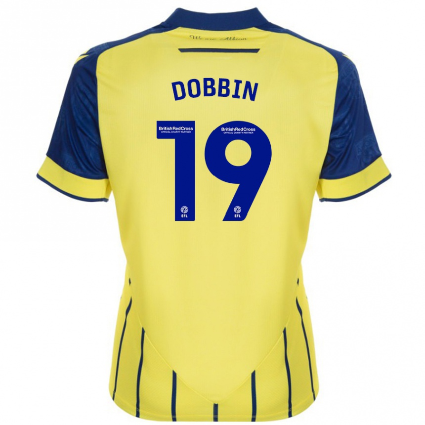 Enfant Football Maillot Lewis Dobbin #19 Jaune Bleu Tenues Extérieur 2024/25