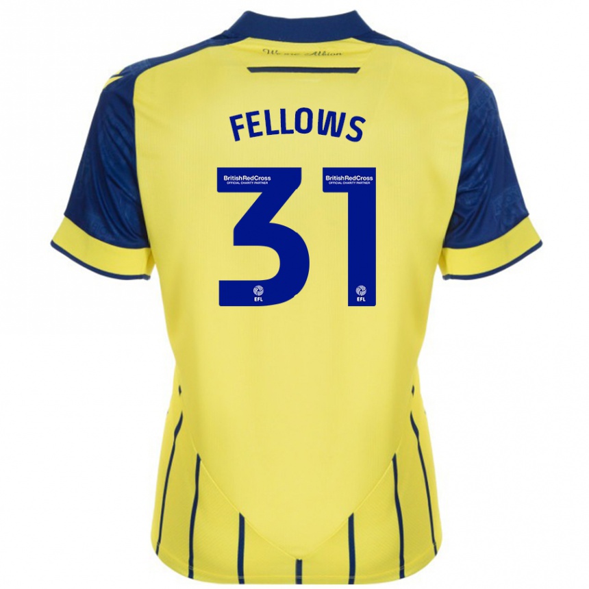 Enfant Football Maillot Tom Fellows #31 Jaune Bleu Tenues Extérieur 2024/25