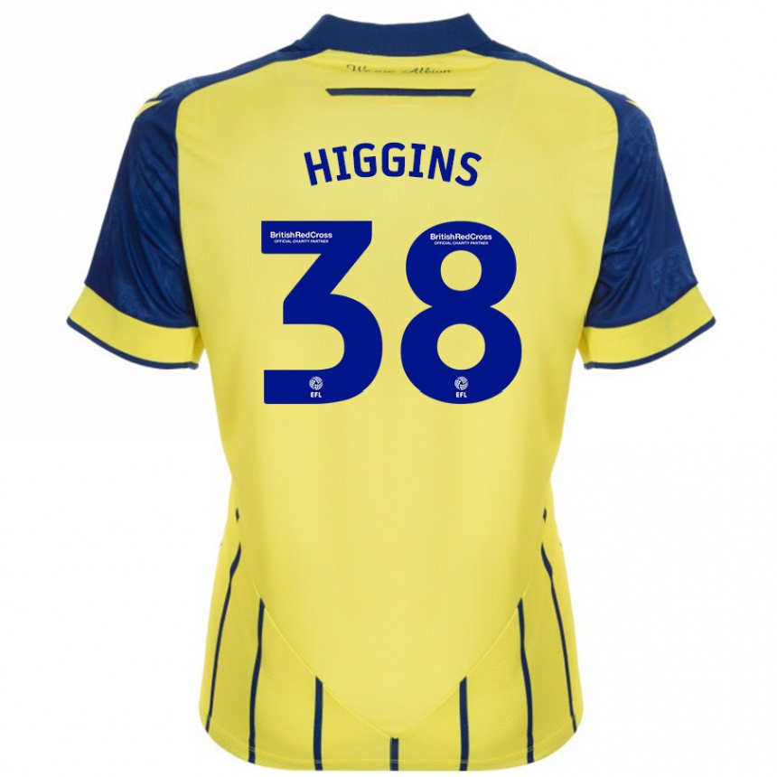 Enfant Football Maillot Akeel Higgins #38 Jaune Bleu Tenues Extérieur 2024/25