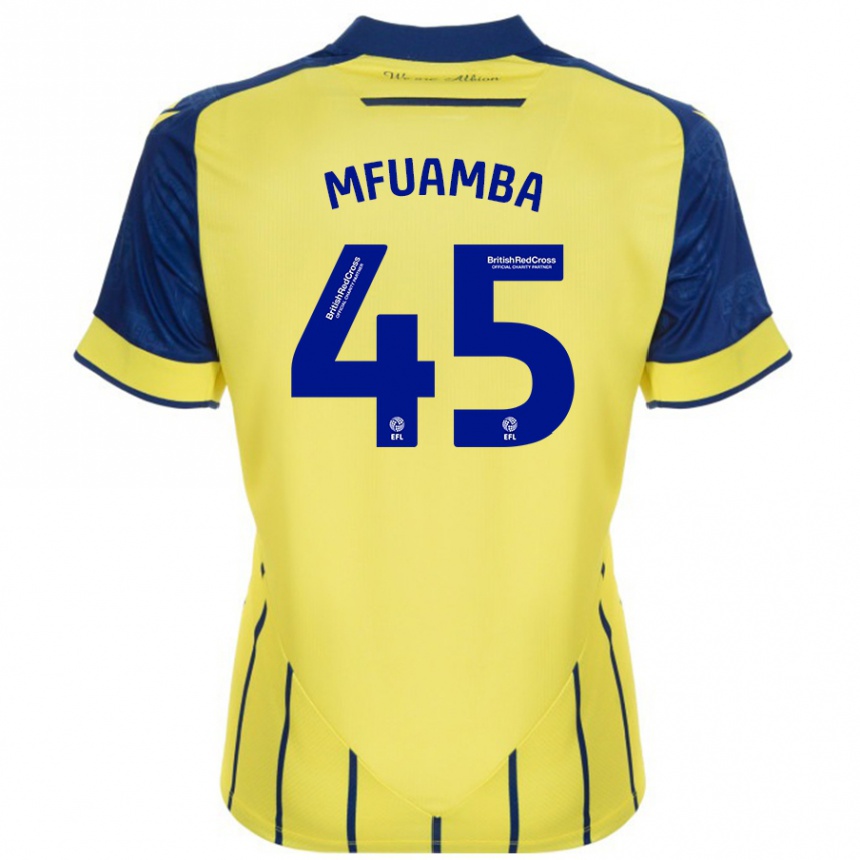 Enfant Football Maillot Kevin Mfuamba #45 Jaune Bleu Tenues Extérieur 2024/25