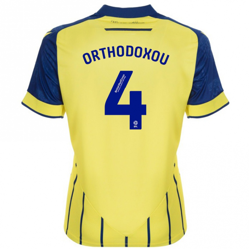 Enfant Football Maillot Francesca Orthodoxou #4 Jaune Bleu Tenues Extérieur 2024/25