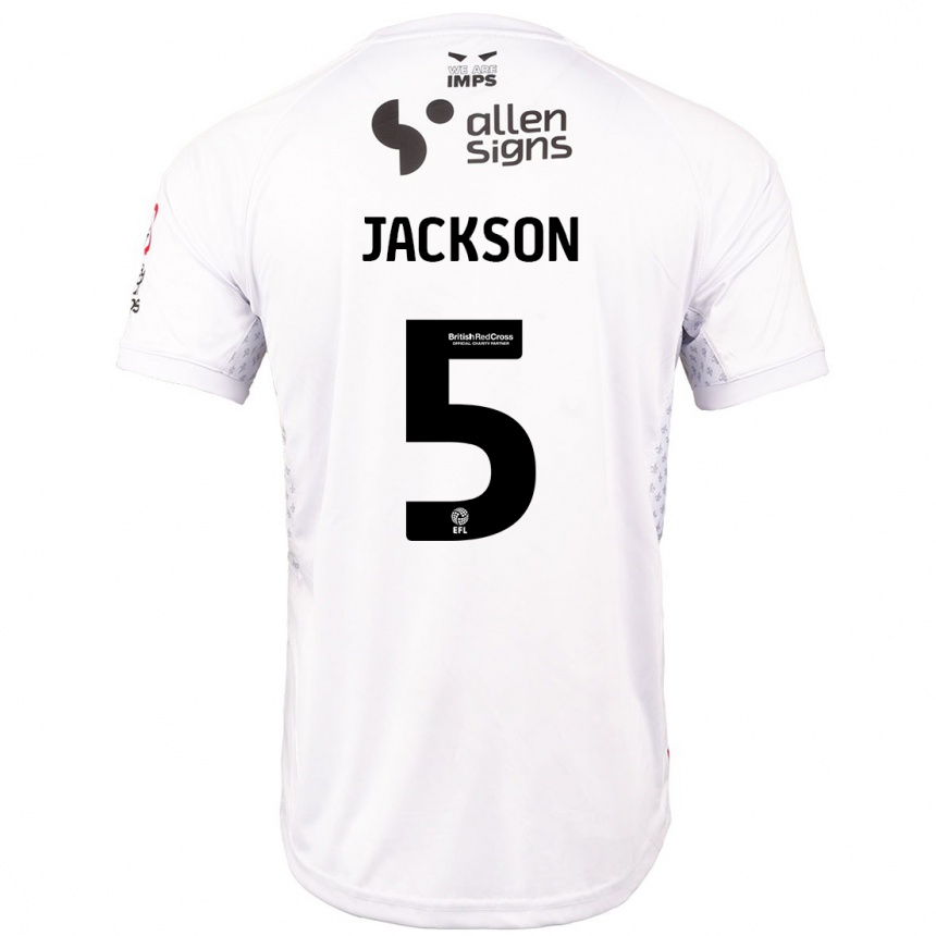 Enfant Football Maillot Adam Jackson #5 Rouge Blanc Tenues Extérieur 2024/25