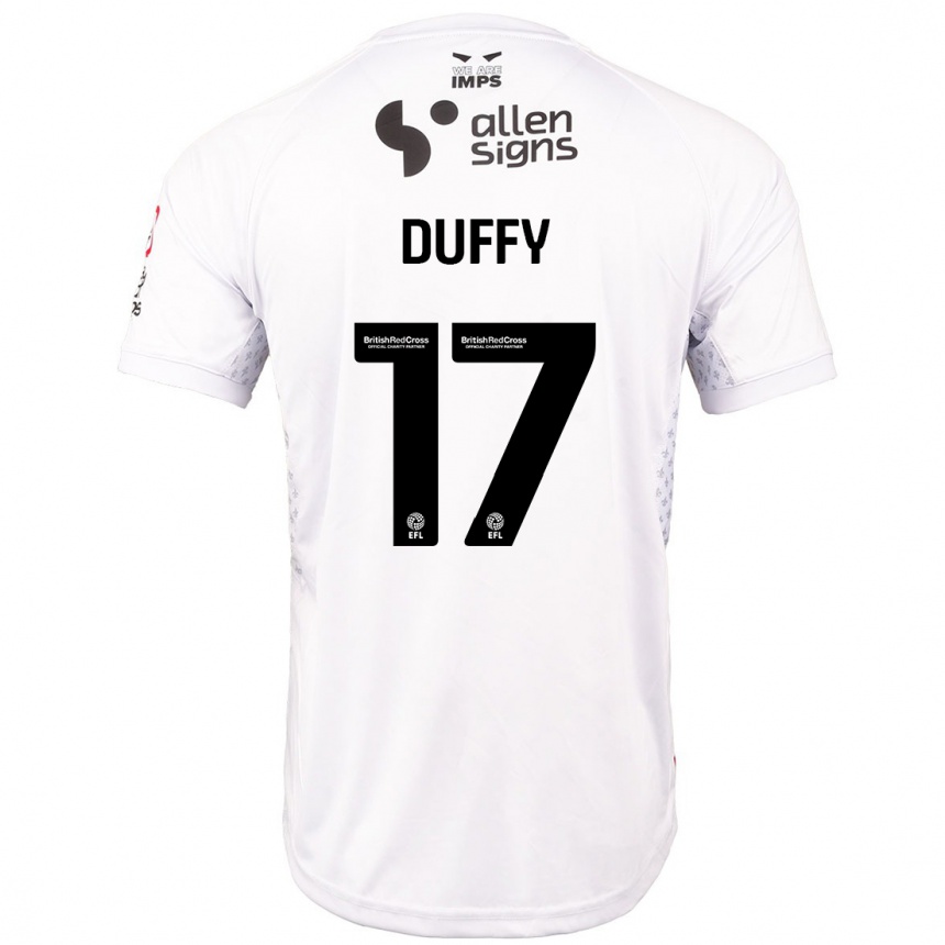 Enfant Football Maillot Dylan Duffy #17 Rouge Blanc Tenues Extérieur 2024/25