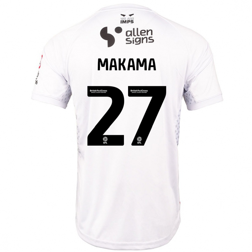 Enfant Football Maillot Jovon Makama #27 Rouge Blanc Tenues Extérieur 2024/25