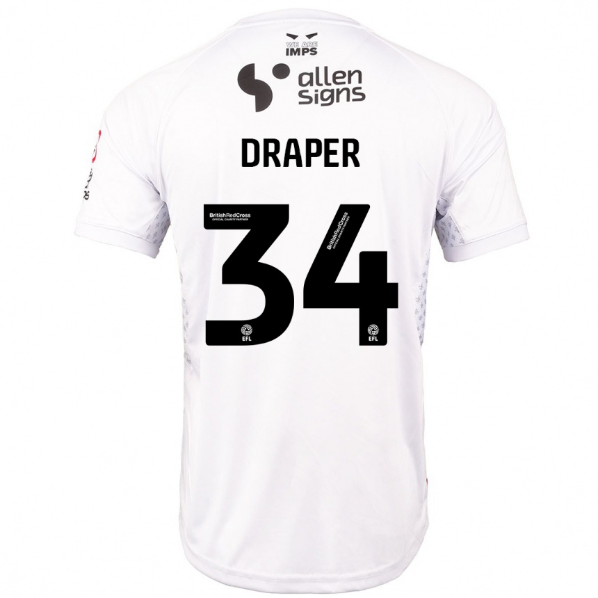 Enfant Football Maillot Freddie Draper #34 Rouge Blanc Tenues Extérieur 2024/25