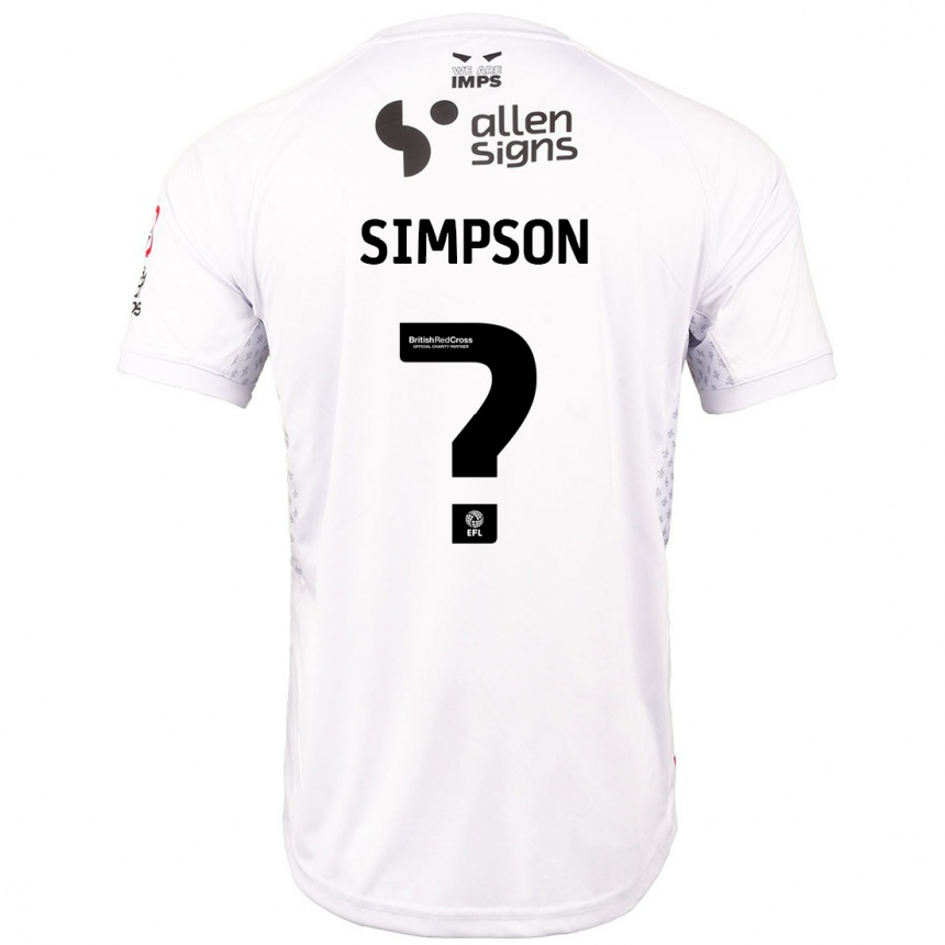 Enfant Football Maillot John Simpson #0 Rouge Blanc Tenues Extérieur 2024/25