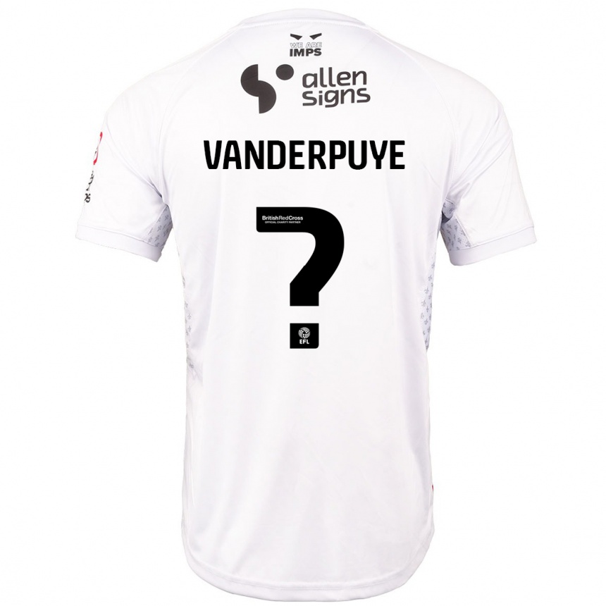 Enfant Football Maillot Daniel Vanderpuye #0 Rouge Blanc Tenues Extérieur 2024/25