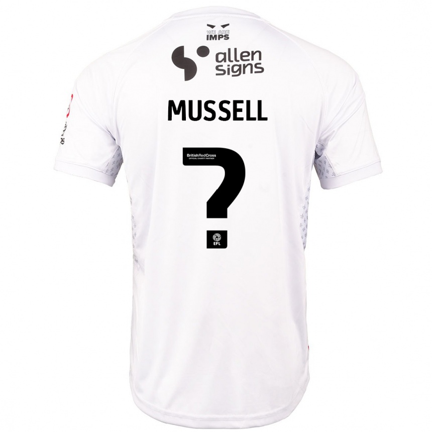 Enfant Football Maillot Theo Mussell #0 Rouge Blanc Tenues Extérieur 2024/25