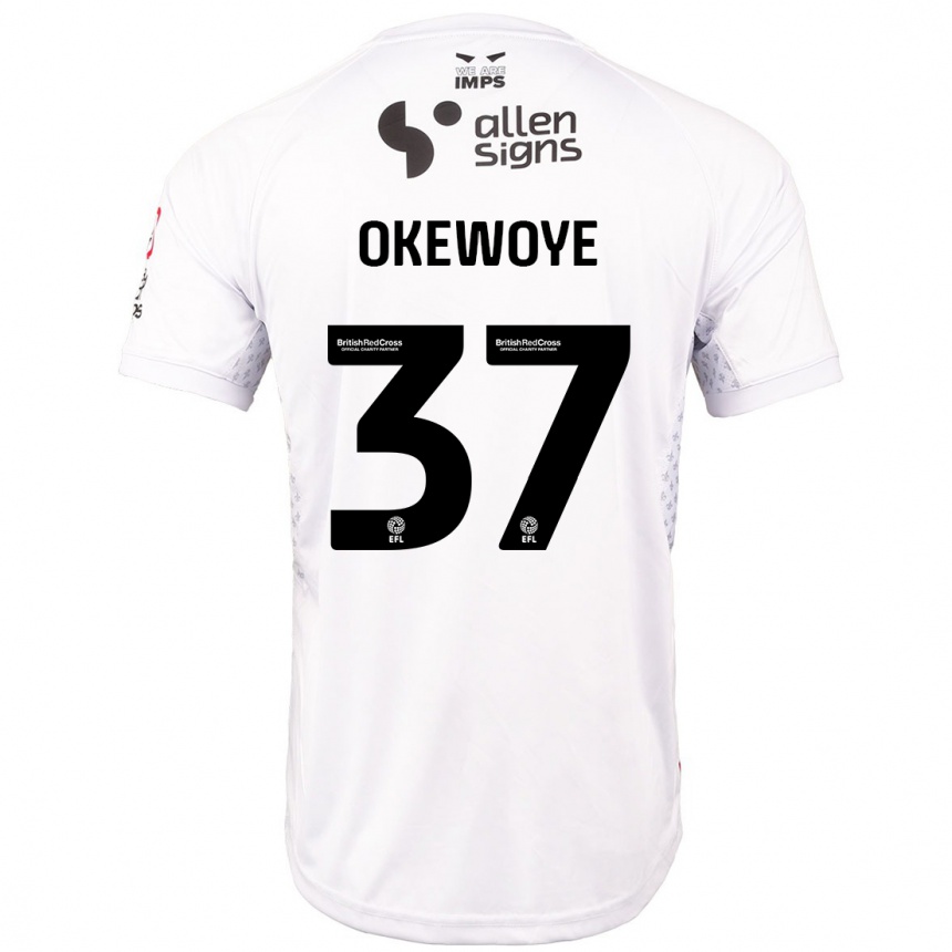 Enfant Football Maillot Gbolahan Okewoye #37 Rouge Blanc Tenues Extérieur 2024/25