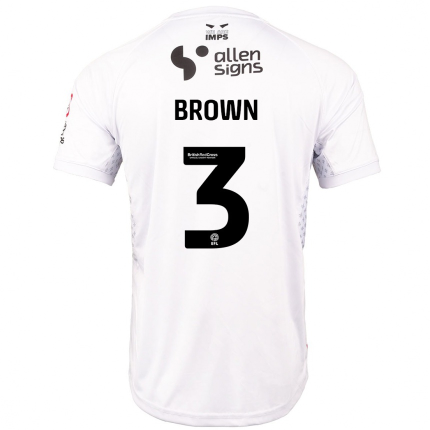 Enfant Football Maillot Jaden Brown #3 Rouge Blanc Tenues Extérieur 2024/25