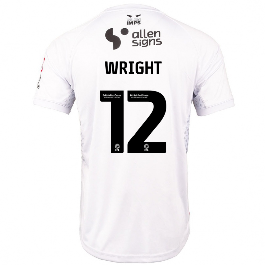 Enfant Football Maillot Jordan Wright #12 Rouge Blanc Tenues Extérieur 2024/25