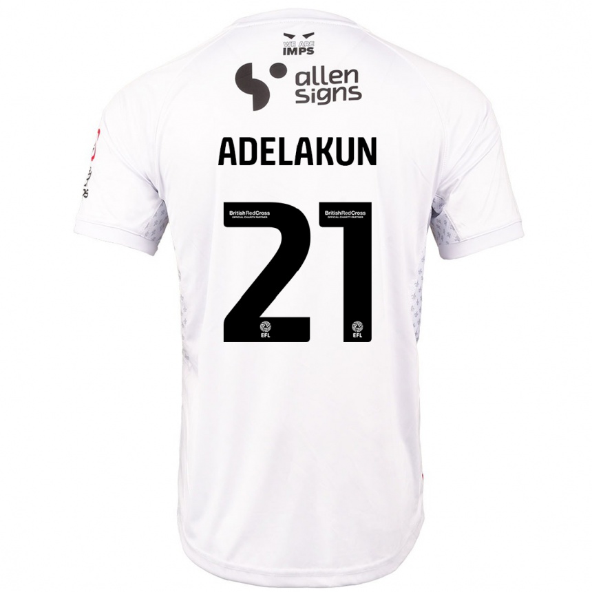 Enfant Football Maillot Hakeeb Adelakun #21 Rouge Blanc Tenues Extérieur 2024/25