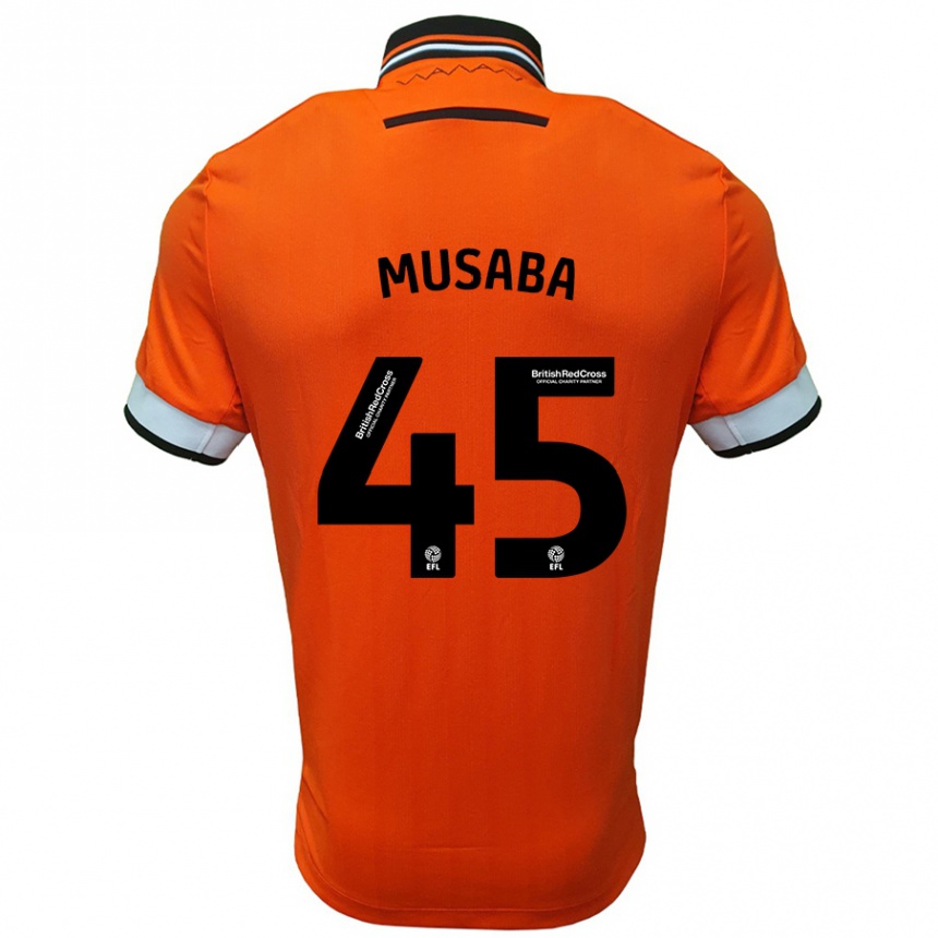 Enfant Football Maillot Anthony Musaba #45 Orange Blanc Tenues Extérieur 2024/25