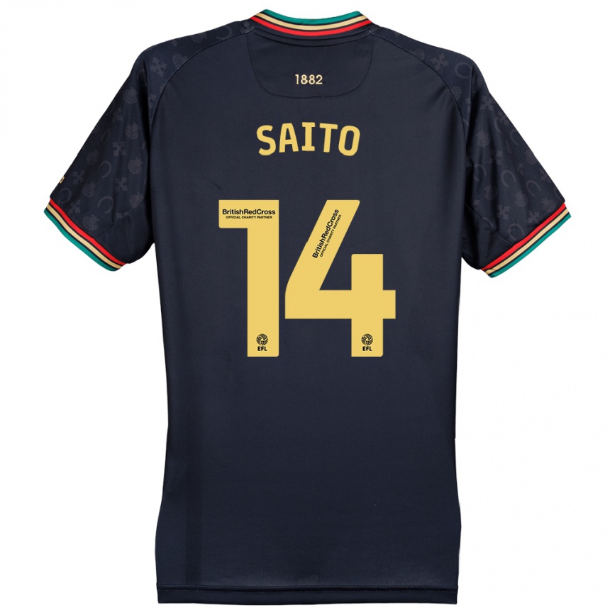 Enfant Football Maillot Koki Saito #14 Bleu Marine Foncé Tenues Extérieur 2024/25