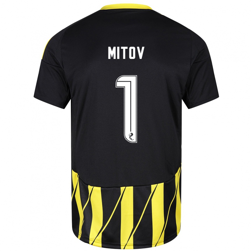 Enfant Football Maillot Dimitar Mitov #1 Noir Jaune Tenues Extérieur 2024/25