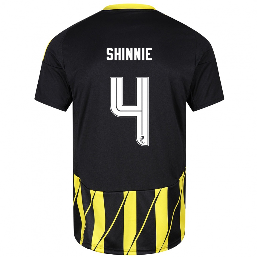 Enfant Football Maillot Graeme Shinnie #4 Noir Jaune Tenues Extérieur 2024/25