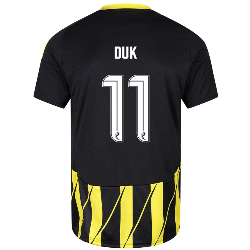 Enfant Football Maillot Duk #11 Noir Jaune Tenues Extérieur 2024/25