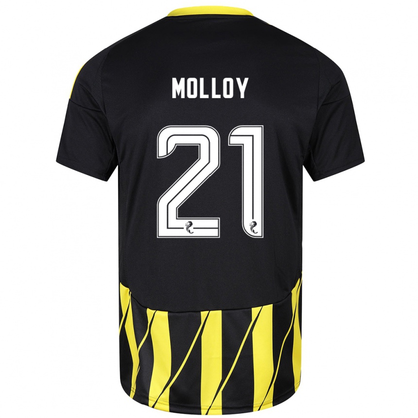 Enfant Football Maillot Gavin Molloy #21 Noir Jaune Tenues Extérieur 2024/25