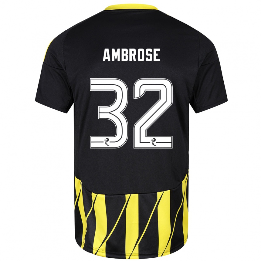 Enfant Football Maillot Peter Ambrose #32 Noir Jaune Tenues Extérieur 2024/25