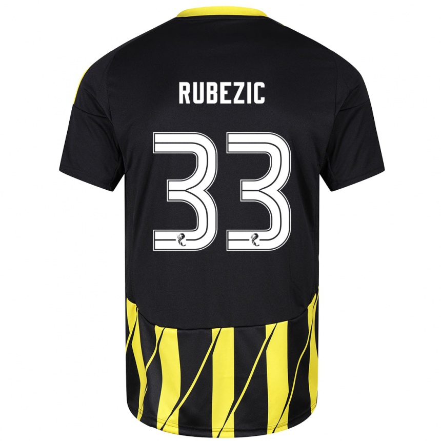 Enfant Football Maillot Slobodan Rubezic #33 Noir Jaune Tenues Extérieur 2024/25