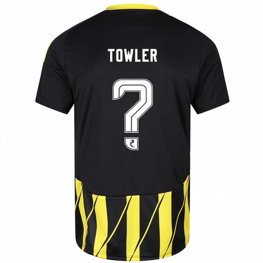 Enfant Football Maillot Evan Towler #0 Noir Jaune Tenues Extérieur 2024/25