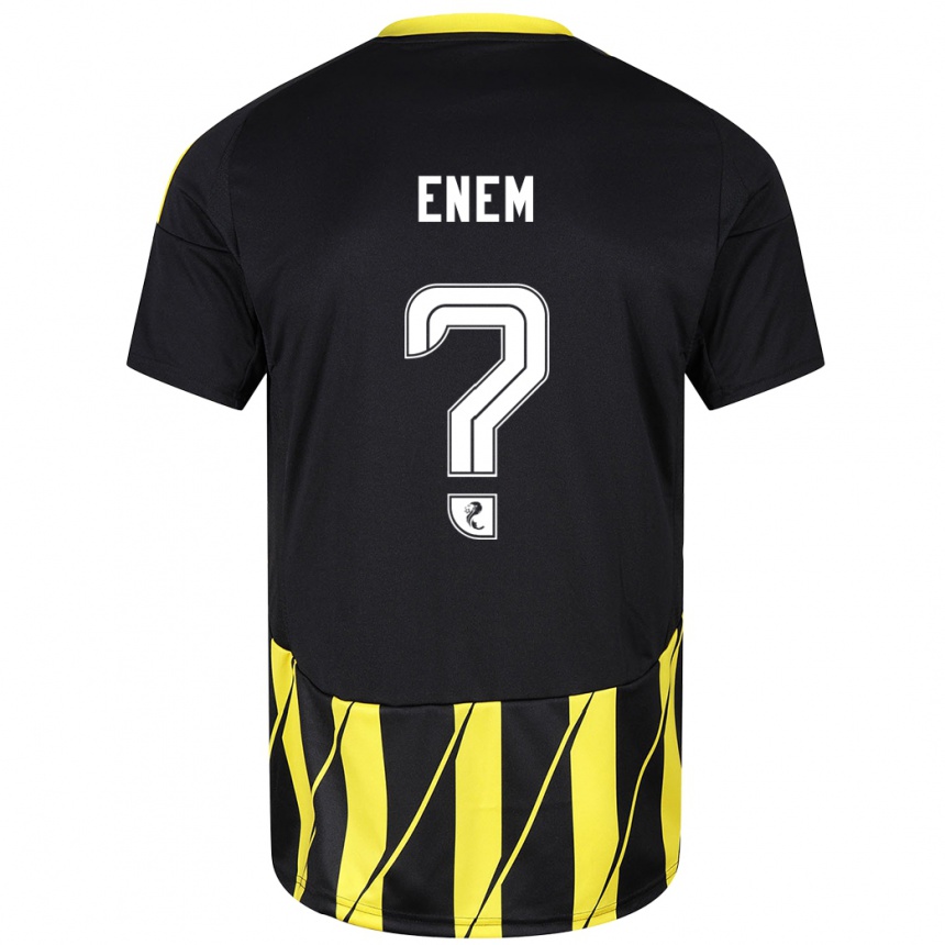 Enfant Football Maillot Victor Enem #0 Noir Jaune Tenues Extérieur 2024/25