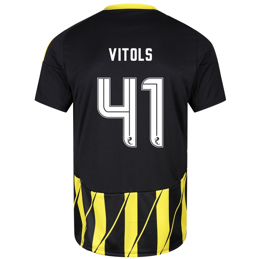 Enfant Football Maillot Rodrigo Vitols #41 Noir Jaune Tenues Extérieur 2024/25