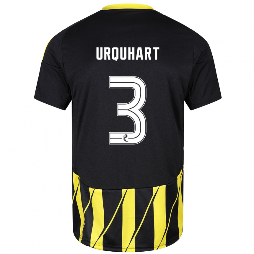 Enfant Football Maillot Millie Urquhart #3 Noir Jaune Tenues Extérieur 2024/25