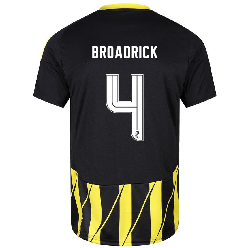 Enfant Football Maillot Jessica Broadrick #4 Noir Jaune Tenues Extérieur 2024/25